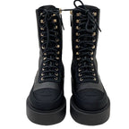 Chanel Boots Short Coco Mark Calfskin Lace Up Black — view 2
