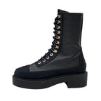Chanel Boots Short Coco Mark Calfskin Lace Up Black — view 3
