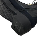 Chanel Boots Short Coco Mark Calfskin Lace Up Black — view 8