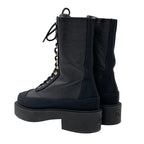 Chanel Boots Short Coco Mark Calfskin Lace Up Black — view 4