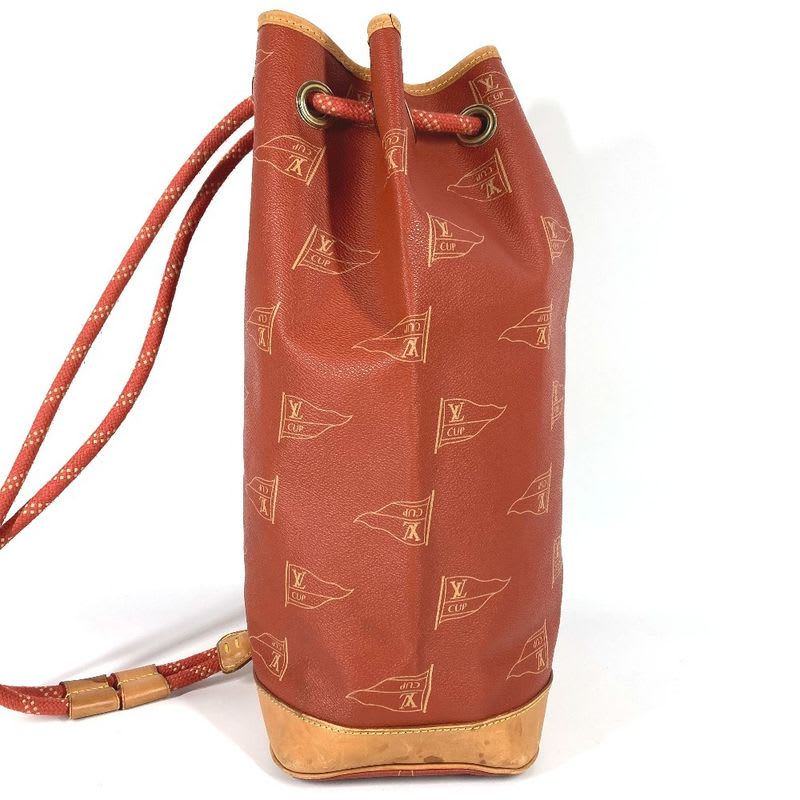 Louis Vuitton Shoulder Bag Saint-tropez Leather Canvas Abogany Orange — view 5
