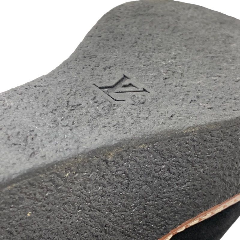 Louis Vuitton Monogram Boots Short Lace Up Wedge Sole Suede Nylon Black — view 8