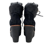 Louis Vuitton Monogram Boots Short Lace Up Wedge Sole Suede Nylon Black — view 5