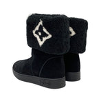 Louis Vuitton Snowdrop Line Monogram Short Boots Mouton Folded Suede Black — view 4