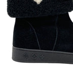 Louis Vuitton Snowdrop Line Monogram Short Boots Mouton Folded Suede Black — view 8