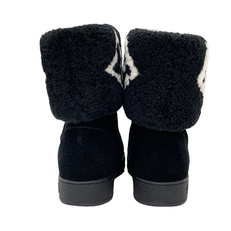 Louis Vuitton Snowdrop Line Monogram Short Boots Mouton Folded Suede Black — view 5