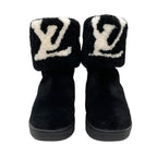 Louis Vuitton Snowdrop Line Monogram Short Boots Mouton Folded Suede Black — view 2