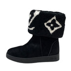 Louis Vuitton Snowdrop Line Monogram Short Boots Mouton Folded Suede Black — view 3