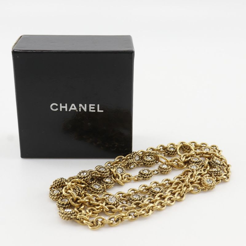 Chanel Chain Belt Vintage Gold Plated Rhinestone — view 9
