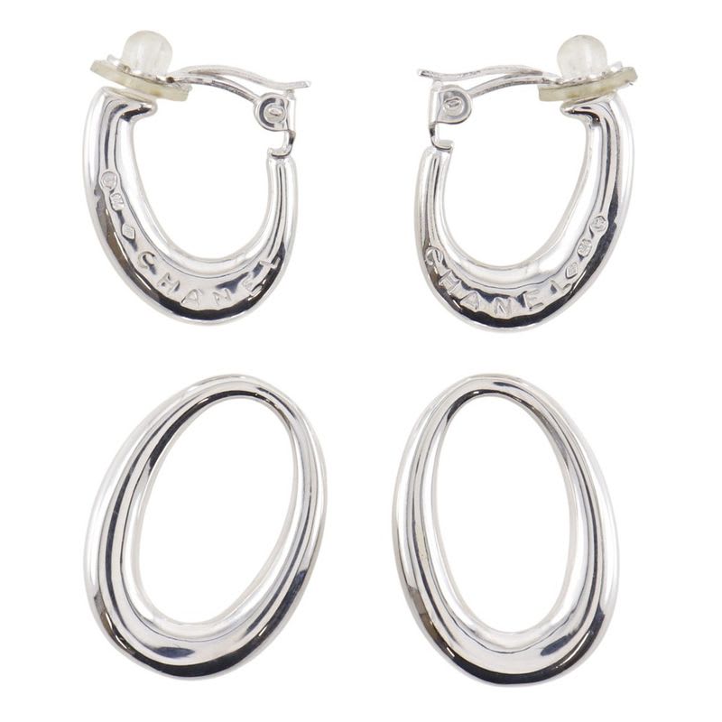 Chanel Double Hoop Silver 925 27.2 g Earrings — view 9