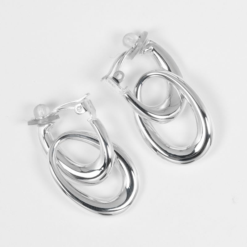 Chanel Double Hoop Silver 925 27.2 g Earrings — view 8