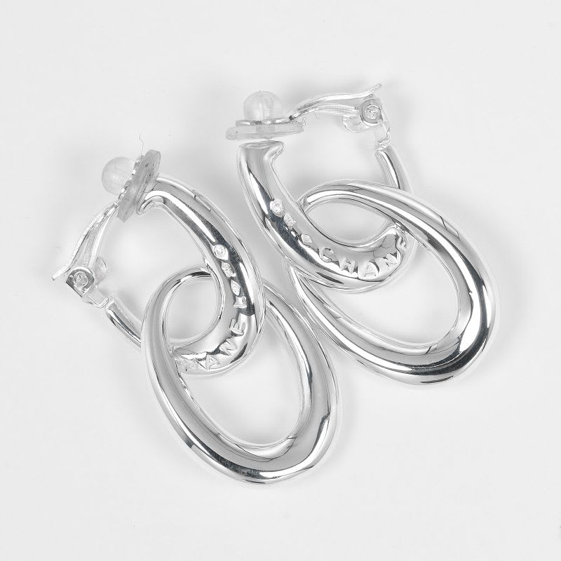Chanel Double Hoop Silver 925 27.2 g Earrings — view 7