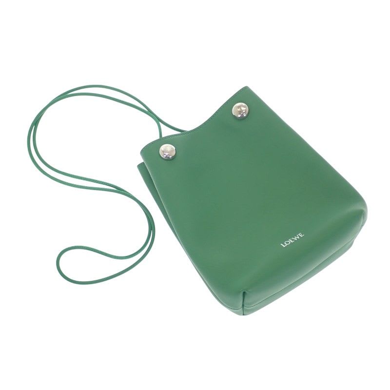 Loewe Pebble Pouch Canbsppx01 Shoulder Bag Calf Green Silver Hardware — view 3