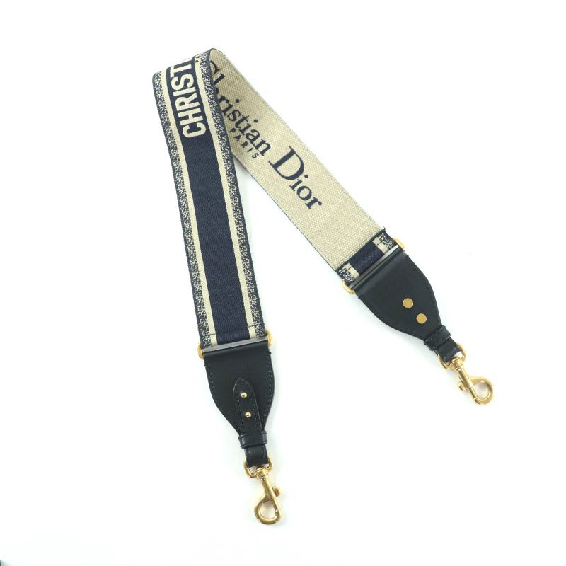 Christian Dior S8557 Cbte Canvas Leather Embroidery Shoulder Strap Navy — view 3