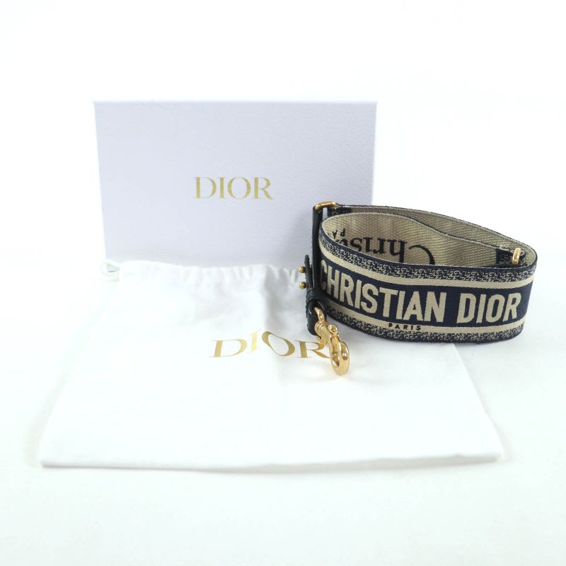 Christian Dior S8557 Cbte Canvas Leather Embroidery Shoulder Strap Navy — view 2