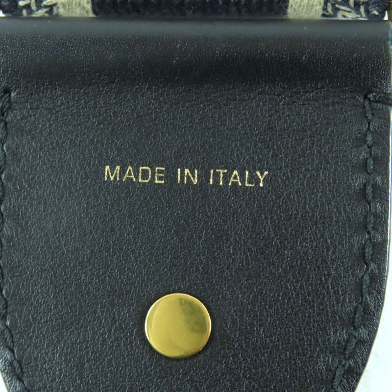 Christian Dior S8557 Cbte Canvas Leather Embroidery Shoulder Strap Navy — view 9