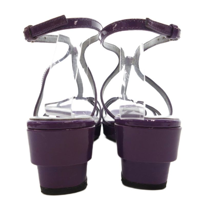 Prada Strap Sandals Mule Square Toe Enamel Patent Leather 34.5 Purple GV GY62 — view 4