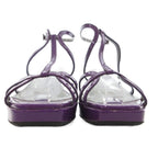 Prada Strap Sandals Mule Square Toe Enamel Patent Leather 34.5 Purple GV GY62 — view 6
