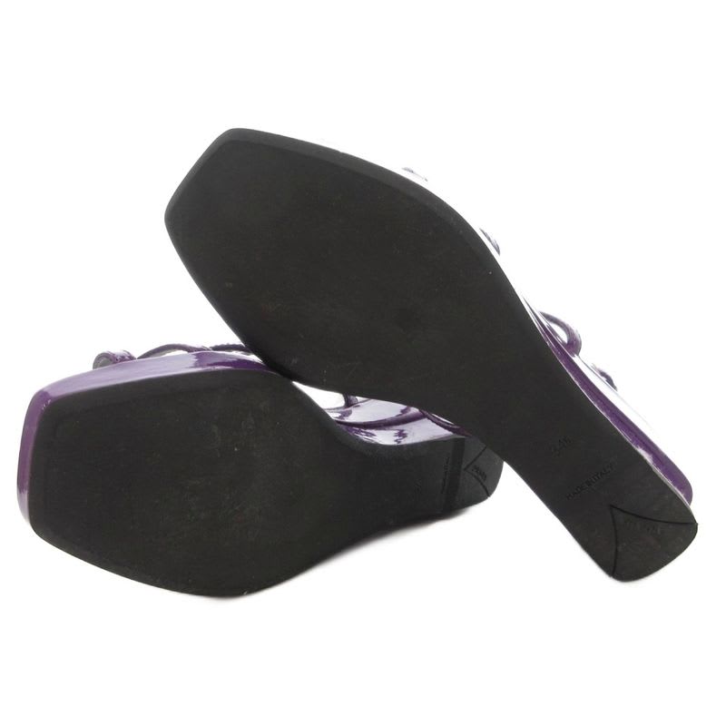 Prada Strap Sandals Mule Square Toe Enamel Patent Leather 34.5 Purple GV GY62 — view 7
