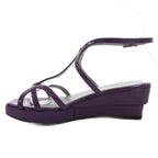 Prada Strap Sandals Mule Square Toe Enamel Patent Leather 34.5 Purple GV GY62 — view 3