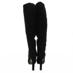Prada Suede Long Boots High Heels Thick Sole Side Zip 36.5 Black GV GY62 — view 3