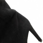 Prada Suede Long Boots High Heels Thick Sole Side Zip 36.5 Black GV GY62 — view 8
