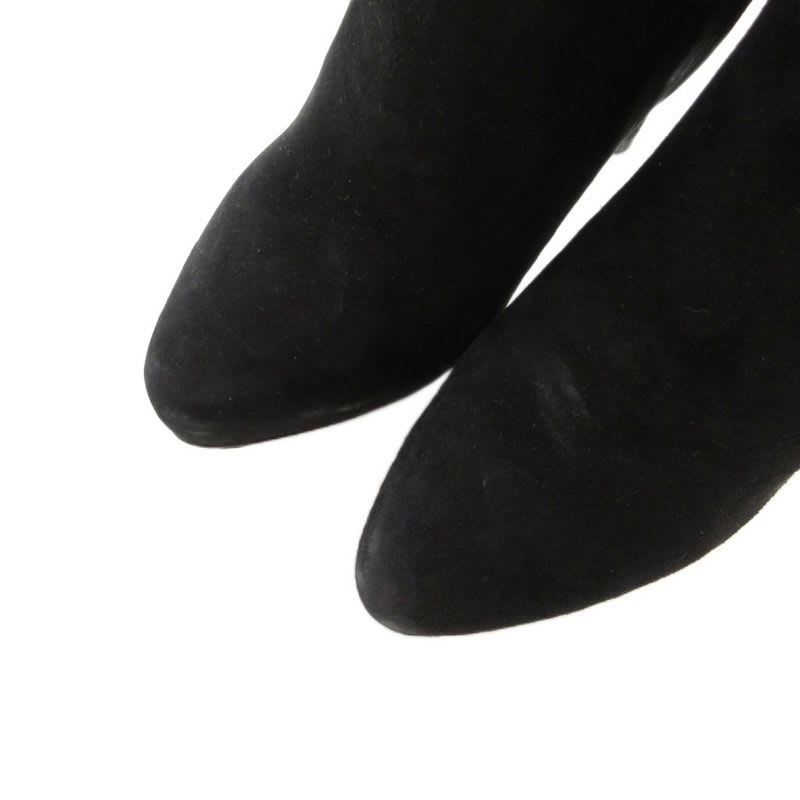 Prada Suede Long Boots High Heels Thick Sole Side Zip 36.5 Black GV GY62 — view 4