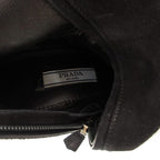 Prada Suede Long Boots High Heels Thick Sole Side Zip 36.5 Black GV GY62 — view 7