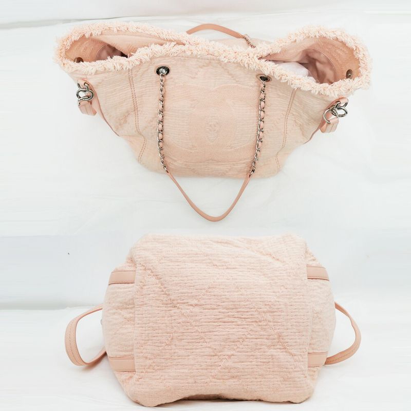Chanel Large Shopping Bag Tote Hand Silver Hardware Pink — view 5