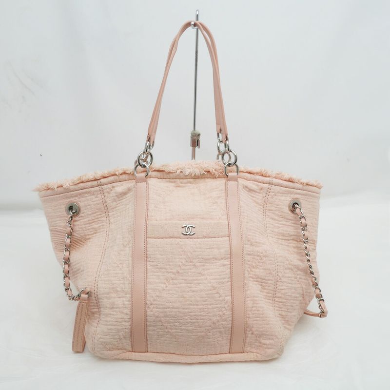 Chanel Large Shopping Bag Tote Hand Silver Hardware Pink — view 9