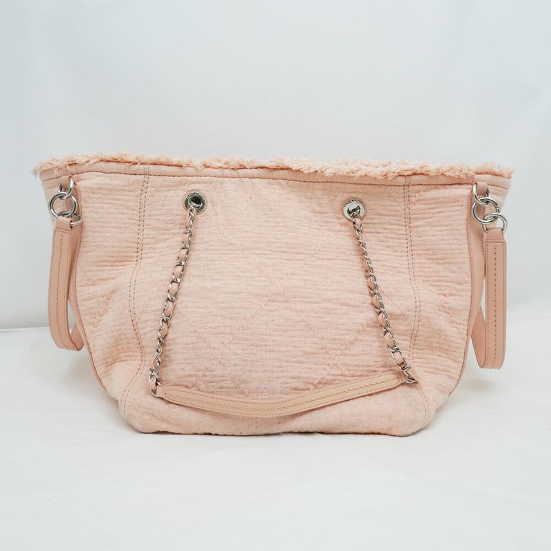 Chanel Large Shopping Bag Tote Hand Silver Hardware Pink — view 3