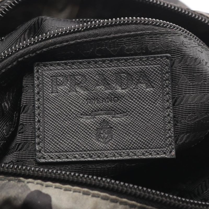 Prada Shoulder Bag Black Green Nylon Camouflage
