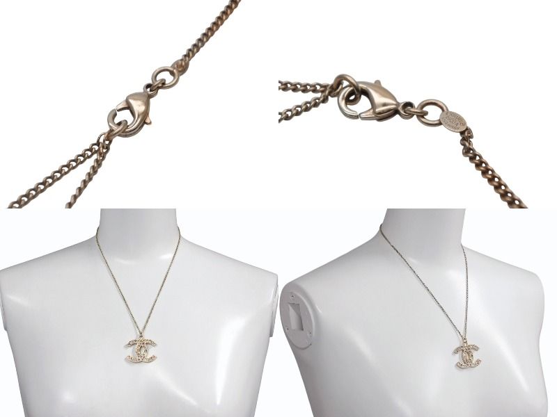 Chanel CC Logo Stone Necklace Metal Multicolor Gold — view 6