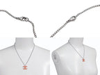Chanel CC Logo Necklace Silver Orange Metal — view 7