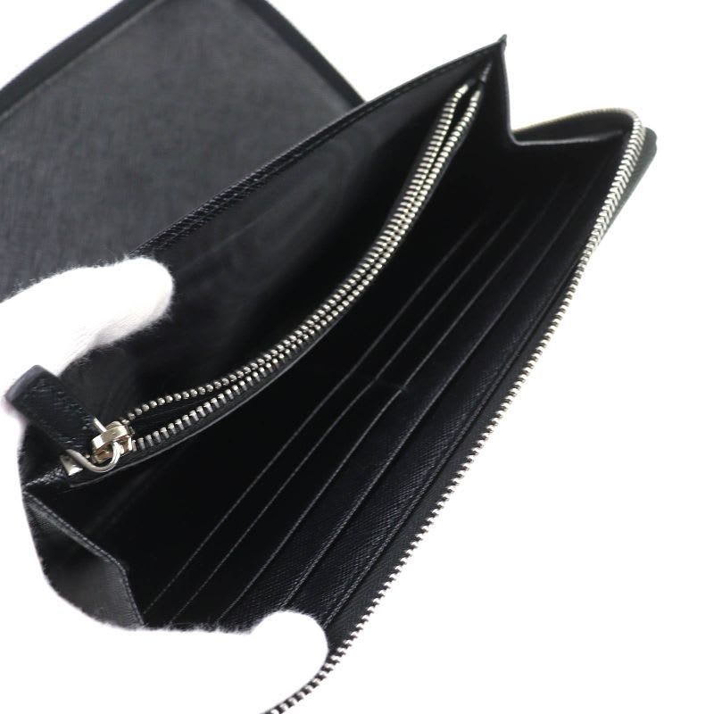 Prada 2 Ml188 Saffiano Leather Triangle Logo Plate Round Zip Long — view 5