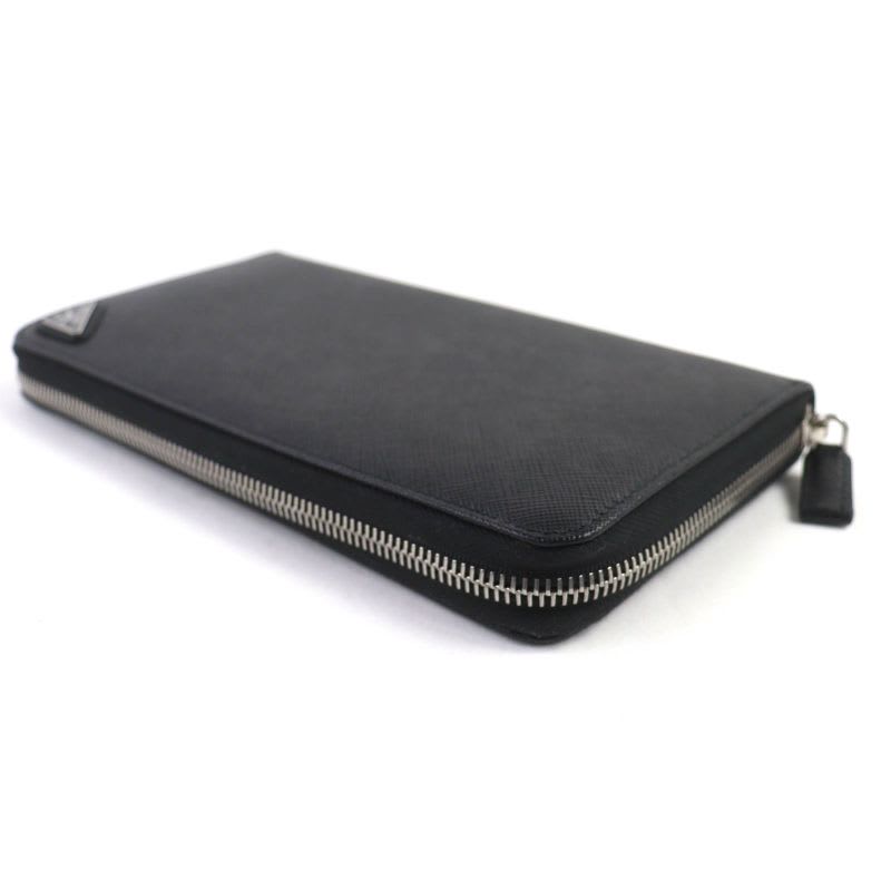 Prada 2 Ml188 Saffiano Leather Triangle Logo Plate Round Zip Long — view 3