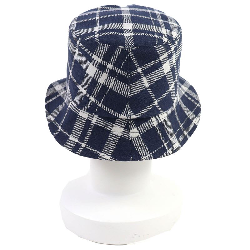 Dior Homme 14 Che923 I134 Cotton Oblique Plaid Reversible Bucket Hat Navy 58 — view 4