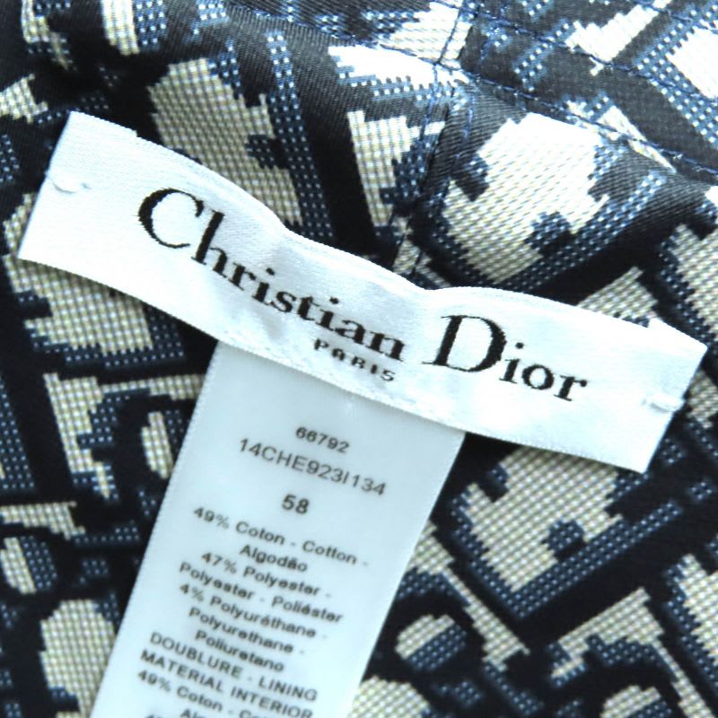 Dior Homme 14 Che923 I134 Cotton Oblique Plaid Reversible Bucket Hat Navy 58 — view 9