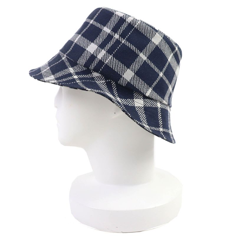 Dior Homme 14 Che923 I134 Cotton Oblique Plaid Reversible Bucket Hat Navy 58 — view 2
