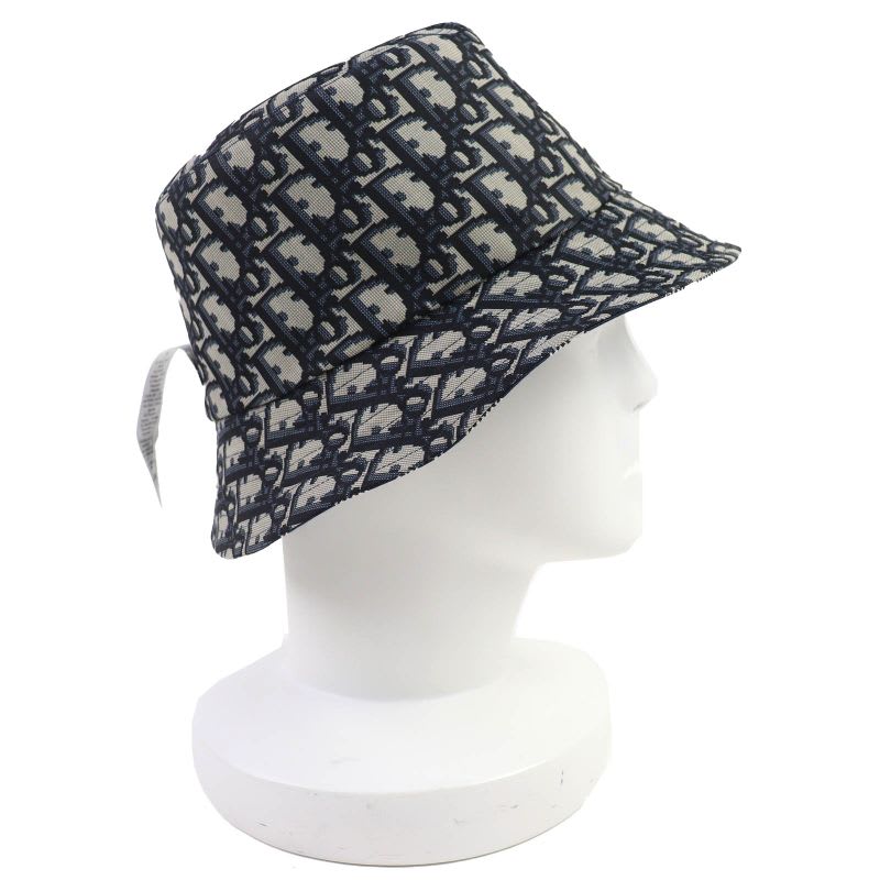 Dior Homme 14 Che923 I134 Cotton Oblique Plaid Reversible Bucket Hat Navy 58 — view 7