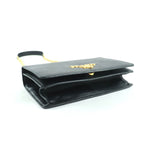 Prada 1 Bd133 Saffiano Leather Mini Bag Metal Logo Chain Shoulder Black