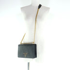 Prada 1 Bd133 Saffiano Leather Mini Bag Metal Logo Chain Shoulder Black