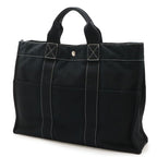 Hermes Deauville MM Tote Bag Large Handbag Canvas Black Silver Hardware — view 3
