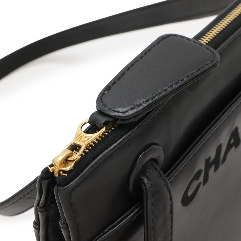 Chanel Logo Embroidery Tote Bag Leather — view 5