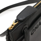 Chanel Logo Embroidery Tote Bag Leather — view 5