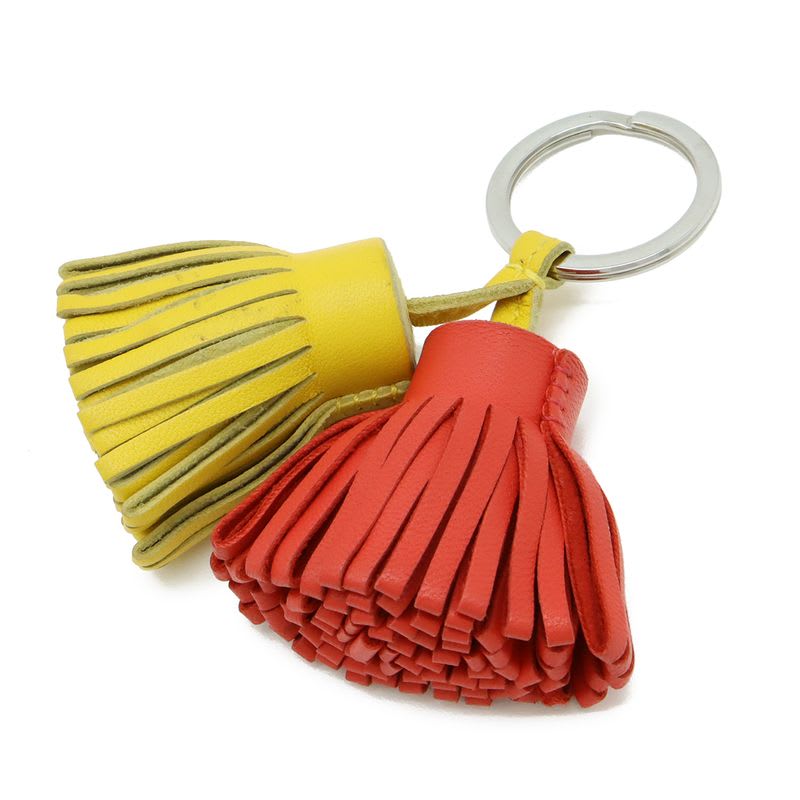 Hermes Carmen Unodos Key Ring Holder Fringe Tassel Charm Anu Milo Orange