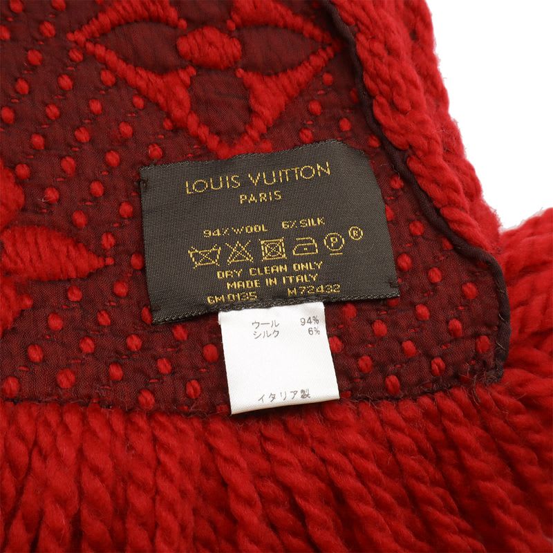 Louis Vuitton Echarpe Logomania Muffler 94% Wool 6% Silk Ruby Red Scarf — view 6
