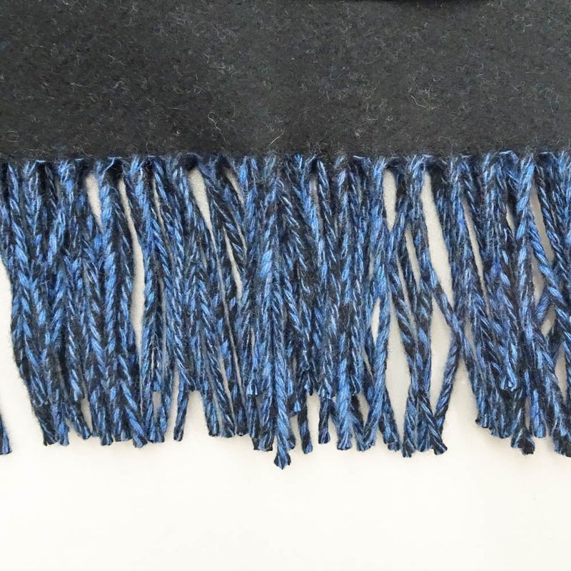 Hermes Muffler Shawl Blue Black 100% Cashmere Large Size Scarf — view 6