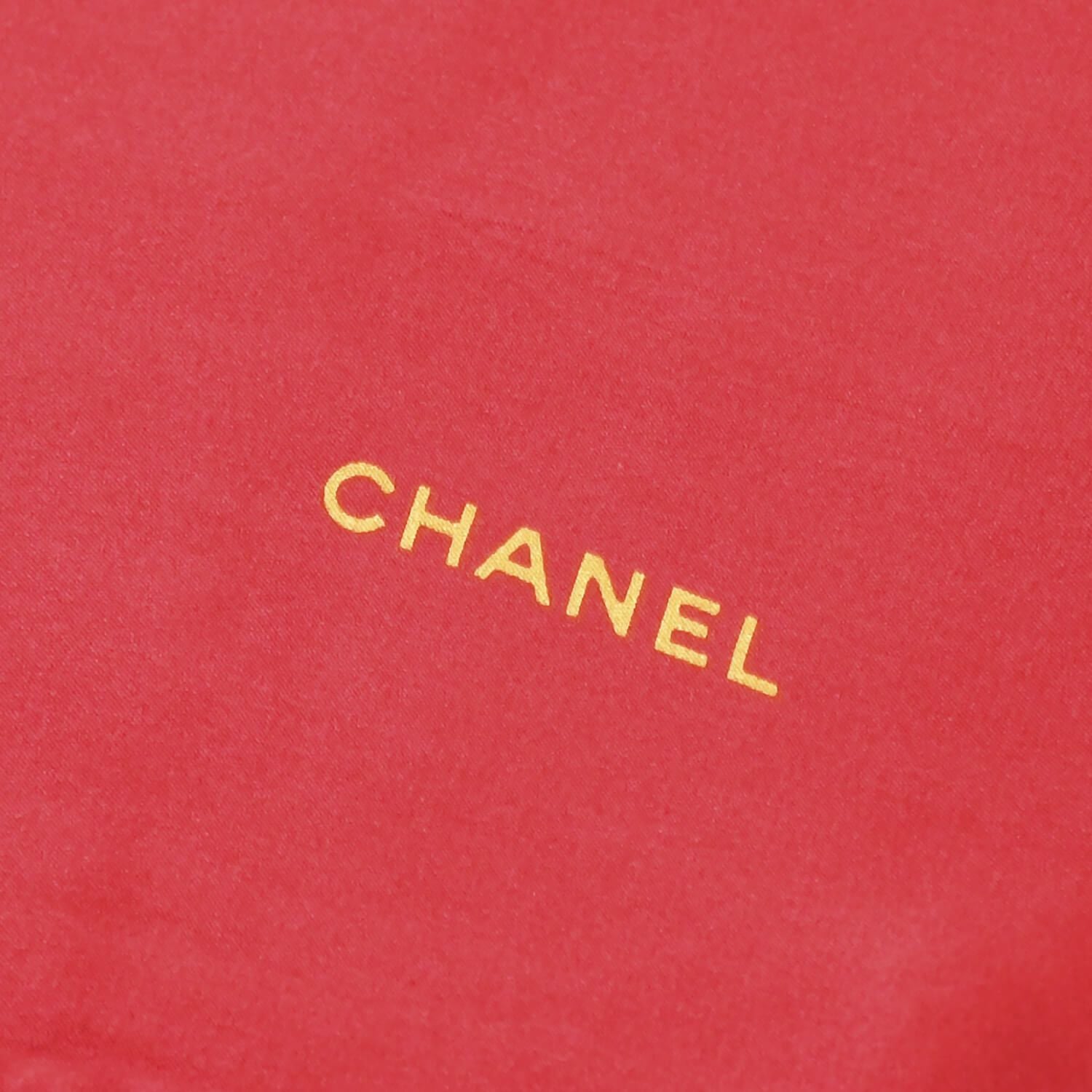 Chanel Scarf Bandana CC Logo Handkerchief 80 Red Silk — view 2