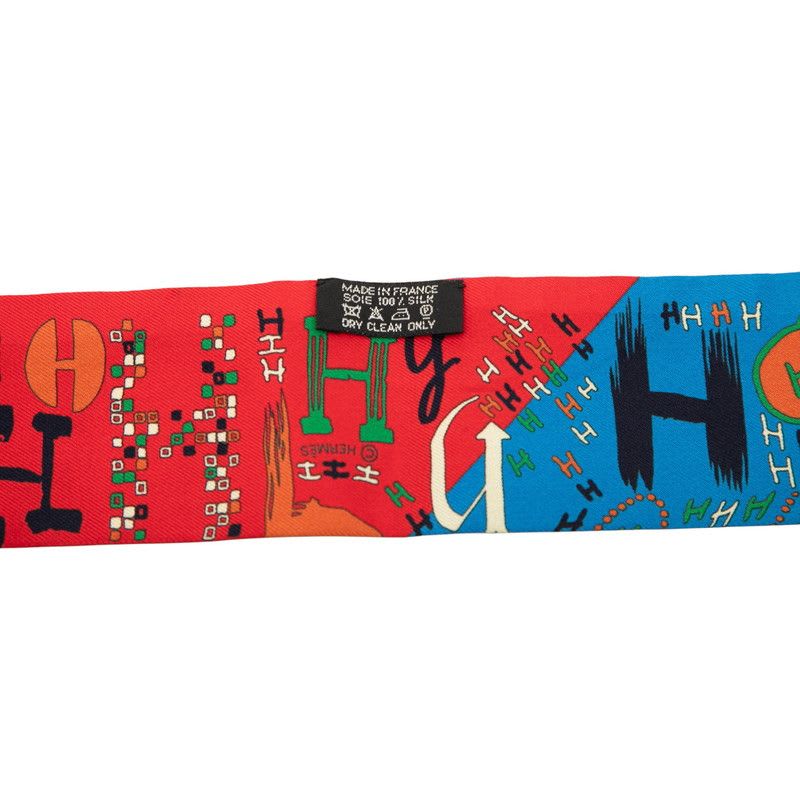 Hermes Twilly 1001 H Thousand And One Red Blue Multicolor Silk — view 3